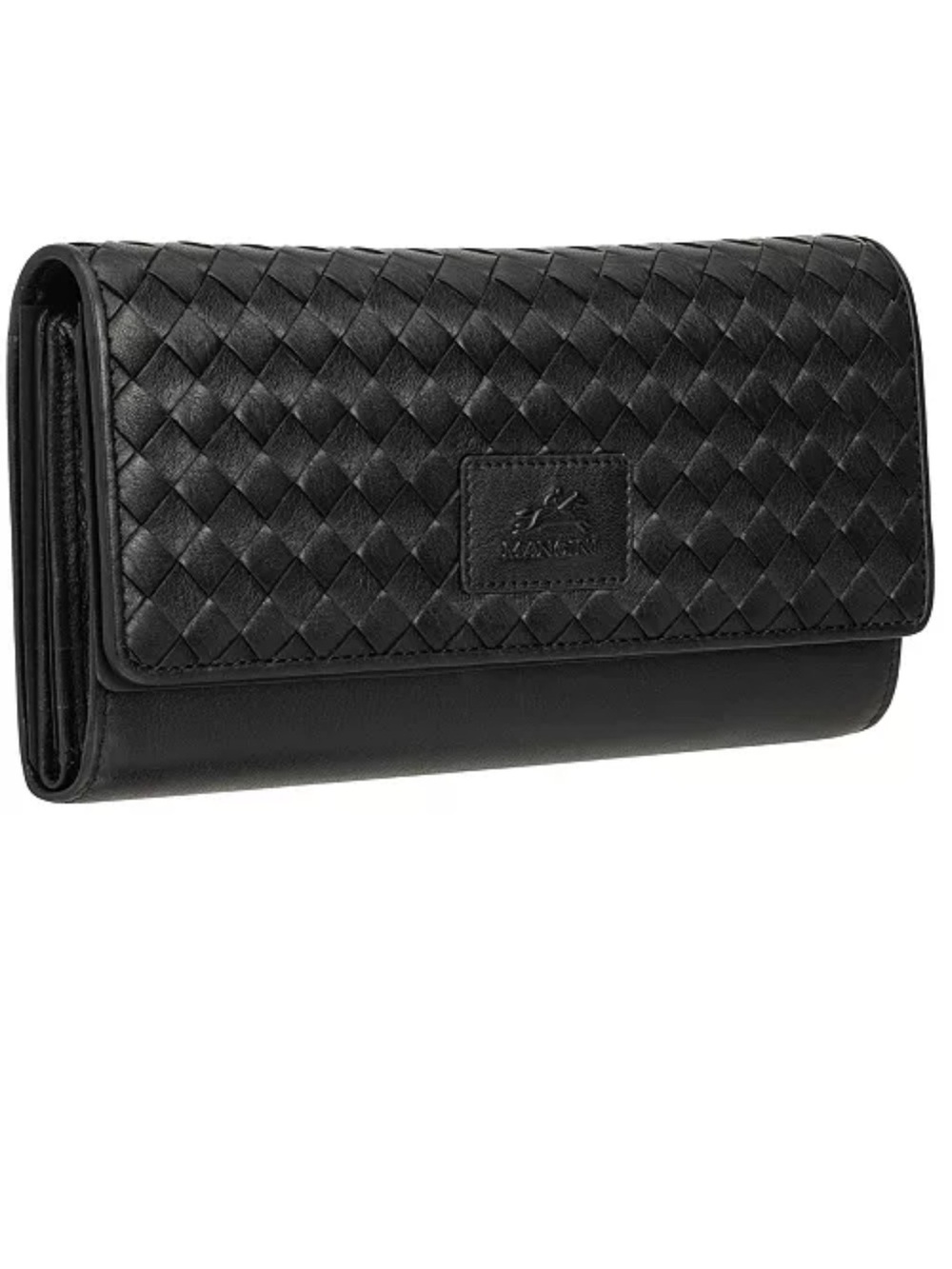 Mancini Women's Basket Weave Collection RFID Secure Quadruple Fold Wallet